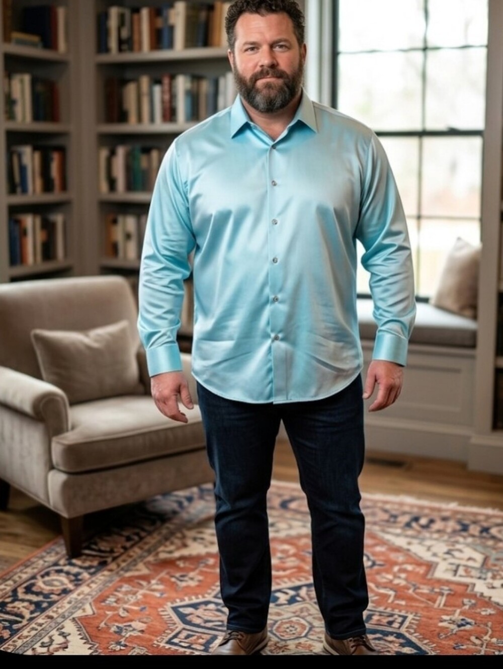 New AXIST dress shirt XXL Nile Blue aqua comfy